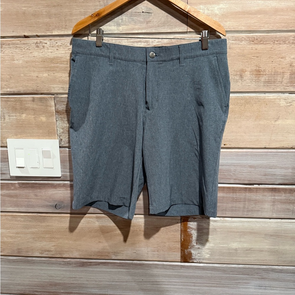 Adidas Blue/Gray Flat Front Shorts Versatile Casual Wear Size 34